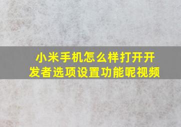 小米手机怎么样打开开发者选项设置功能呢视频