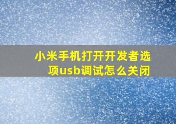 小米手机打开开发者选项usb调试怎么关闭