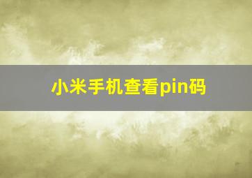 小米手机查看pin码