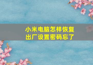 小米电脑怎样恢复出厂设置密码忘了