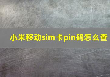 小米移动sim卡pin码怎么查