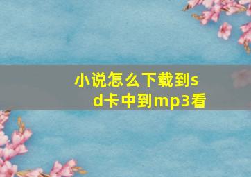 小说怎么下载到sd卡中到mp3看