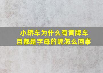 小轿车为什么有黄牌车且都是字母的呢怎么回事