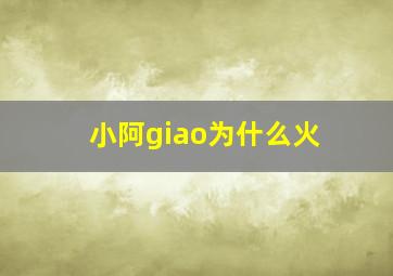 小阿giao为什么火