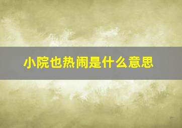 小院也热闹是什么意思