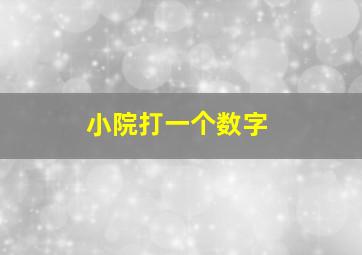 小院打一个数字