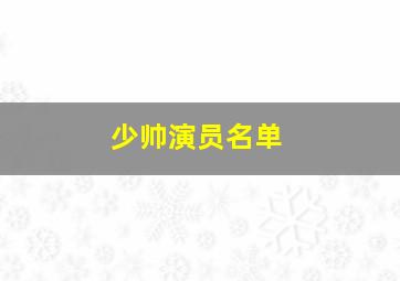 少帅演员名单