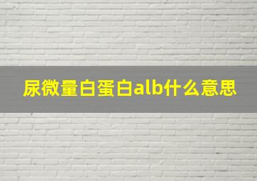 尿微量白蛋白alb什么意思