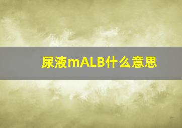 尿液mALB什么意思