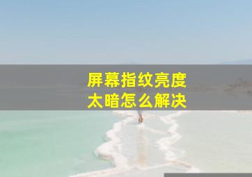 屏幕指纹亮度太暗怎么解决