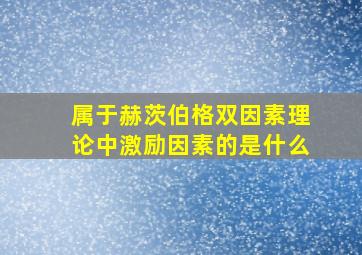 属于赫茨伯格双因素理论中激励因素的是什么