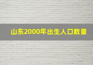 山东2000年出生人口数量