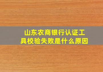 山东农商银行认证工具校验失败是什么原因