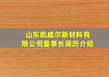 山东凯威尔新材料有限公司董事长简历介绍