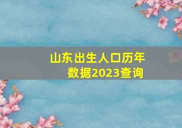 山东出生人口历年数据2023查询