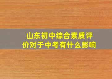 山东初中综合素质评价对于中考有什么影响