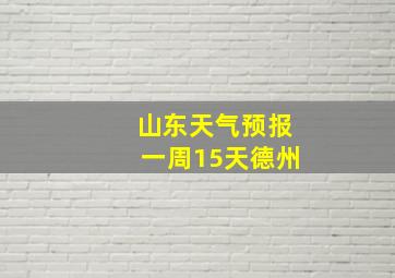 山东天气预报一周15天德州