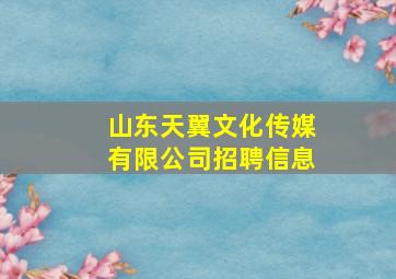 山东天翼文化传媒有限公司招聘信息