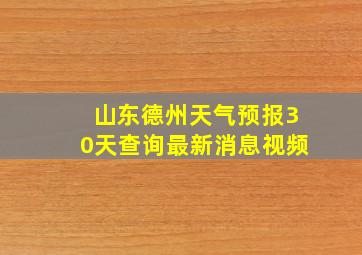 山东德州天气预报30天查询最新消息视频