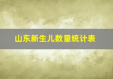 山东新生儿数量统计表