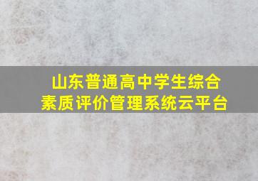 山东普通高中学生综合素质评价管理系统云平台