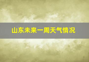 山东未来一周天气情况