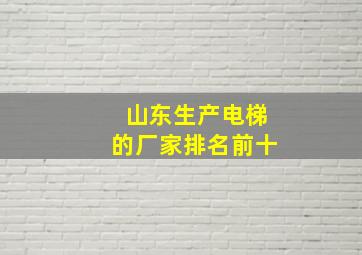 山东生产电梯的厂家排名前十