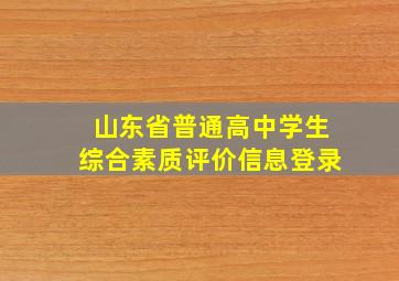 山东省普通高中学生综合素质评价信息登录