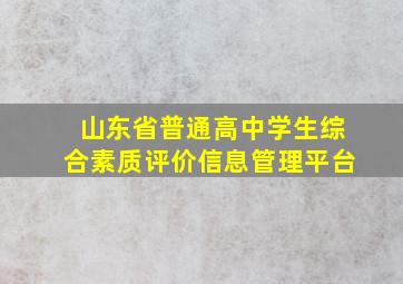 山东省普通高中学生综合素质评价信息管理平台