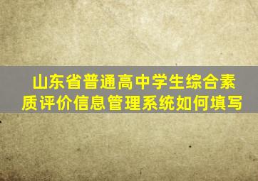 山东省普通高中学生综合素质评价信息管理系统如何填写