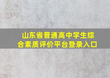 山东省普通高中学生综合素质评价平台登录入口