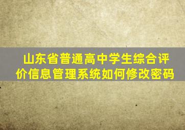 山东省普通高中学生综合评价信息管理系统如何修改密码