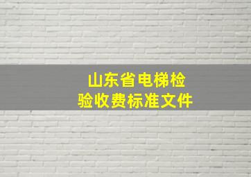 山东省电梯检验收费标准文件