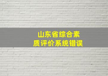 山东省综合素质评价系统错误