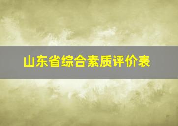 山东省综合素质评价表