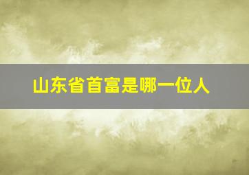 山东省首富是哪一位人