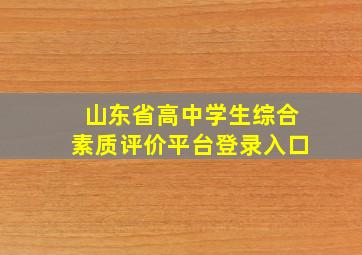 山东省高中学生综合素质评价平台登录入口