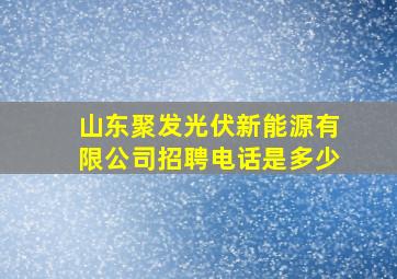 山东聚发光伏新能源有限公司招聘电话是多少