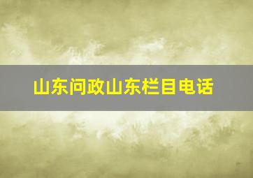 山东问政山东栏目电话