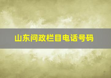 山东问政栏目电话号码