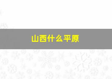 山西什么平原