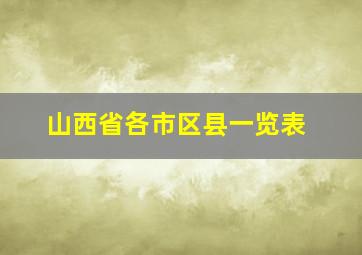 山西省各市区县一览表