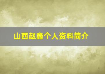 山西赵鑫个人资料简介