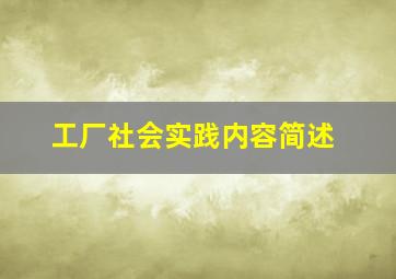 工厂社会实践内容简述