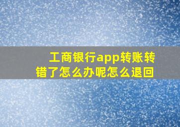 工商银行app转账转错了怎么办呢怎么退回