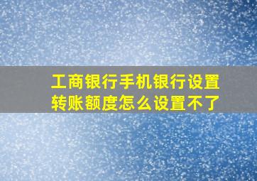 工商银行手机银行设置转账额度怎么设置不了