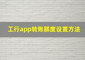 工行app转账额度设置方法