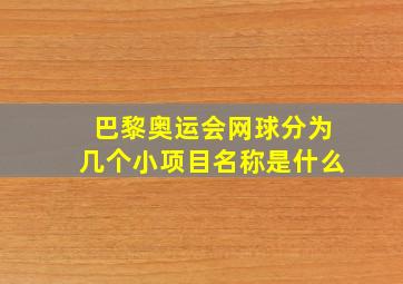 巴黎奥运会网球分为几个小项目名称是什么