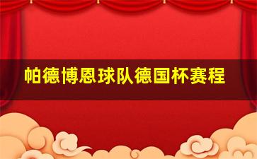 帕德博恩球队德国杯赛程