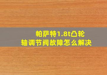 帕萨特1.8t凸轮轴调节阀故障怎么解决